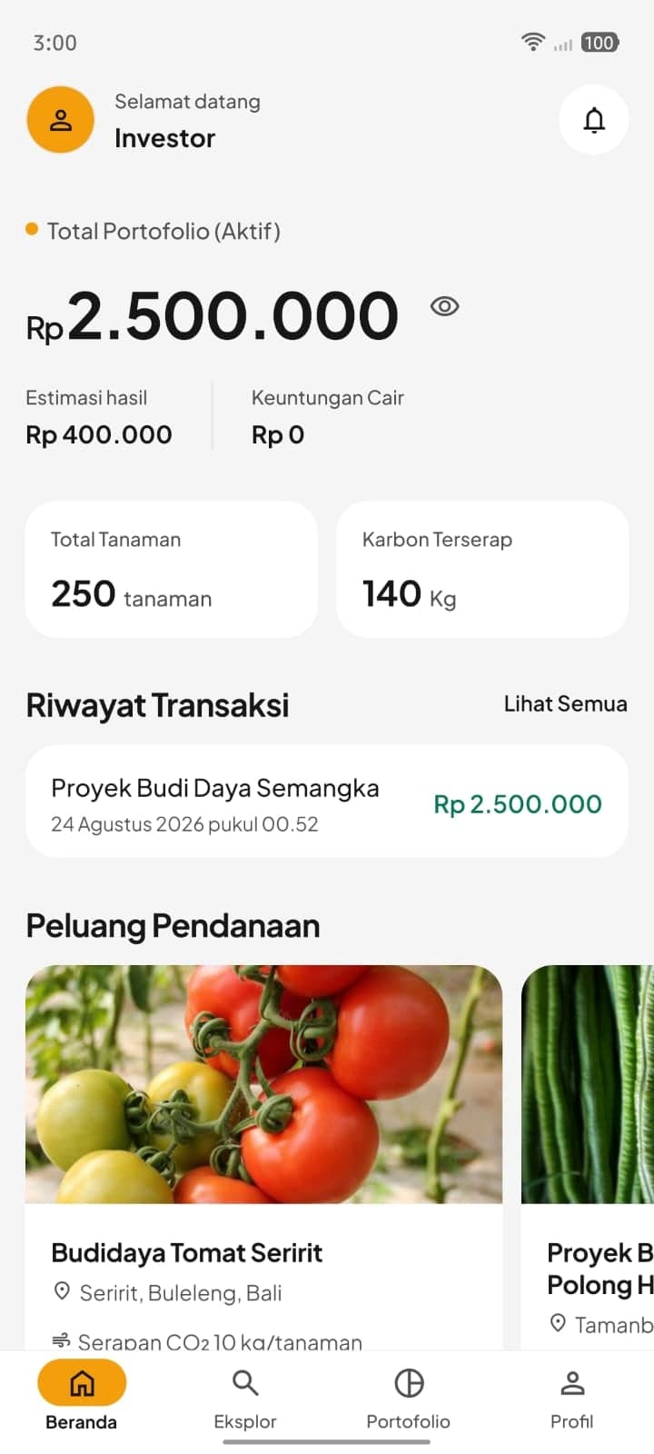 Tampilan aplikasi Agro Hero