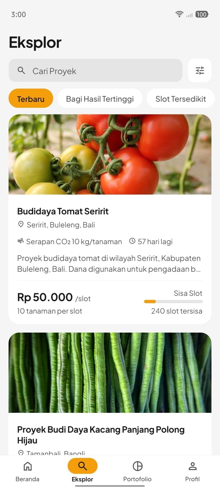 Tampilan aplikasi Agro Hero